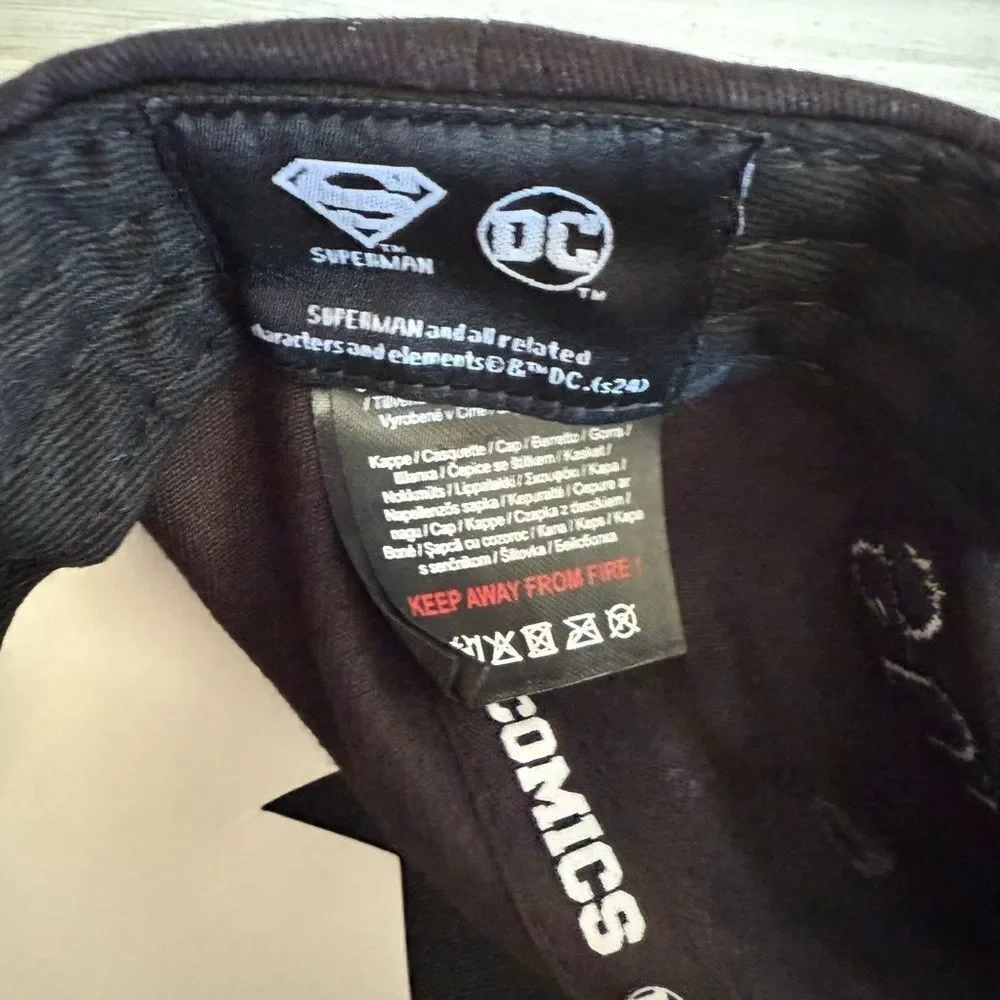 DC Comics Superman All Black Rubber Logo Baseball Cap Black OS NWT